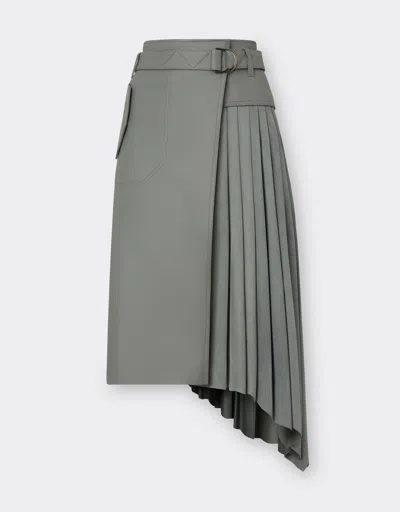 Ferrari Pleated Skirt In Suede And Leather In Ingrid