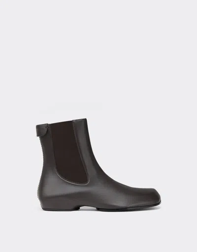 Ferrari Polished Leather Chelsea Boots In Black