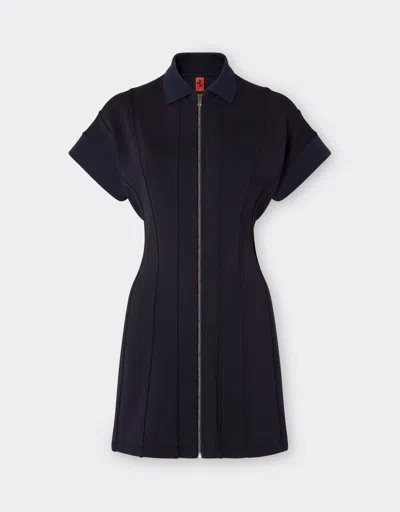 Ferrari Polo Dress In Milano-rib Jersey In Navy
