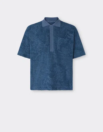 Ferrari Polo Shirt In Terry Jacquard With Cavallino Dots Pattern