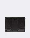 Ferrari Pouch In Smooth Leather With 3d Pattern In Black