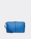 Ferrari Pouch In Tumbled Leather With Zip In Klein Blue