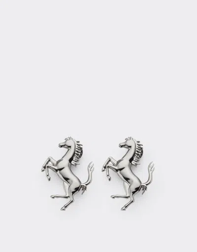 Ferrari Prancing Horse Earrings In Charcoal