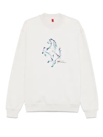 Ferrari Prancing Horse Graphic Sweatshirt In Neutrals