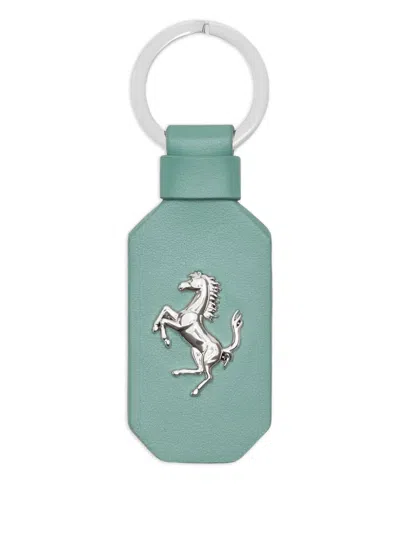 Ferrari Leather Keyring With Prancing Horse In Green