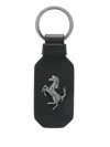 Ferrari Prancing Horse Leather Keyring In Black