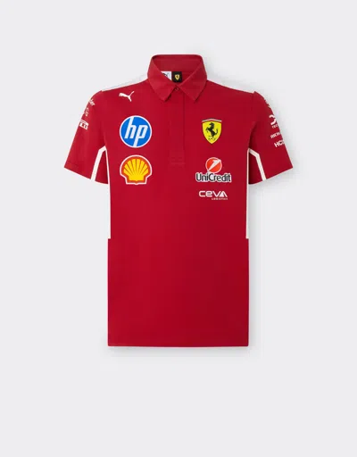 Ferrari Puma For Scuderia  Hp 2025 Team Polo Shirt In Cherry