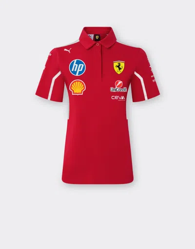 Ferrari Puma For Scuderia  Hp 2025 Team Polo Shirt In Cherry
