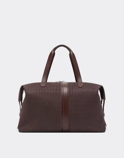 Ferrari Q-cycle® Jacquard Duffle Bag With Cavallino Pattern In Brown