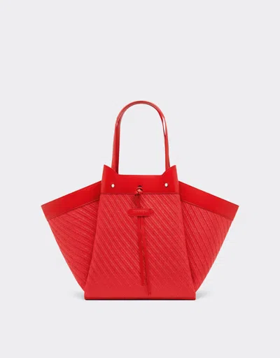 Ferrari Raffia And Leather Tote Bag In Red