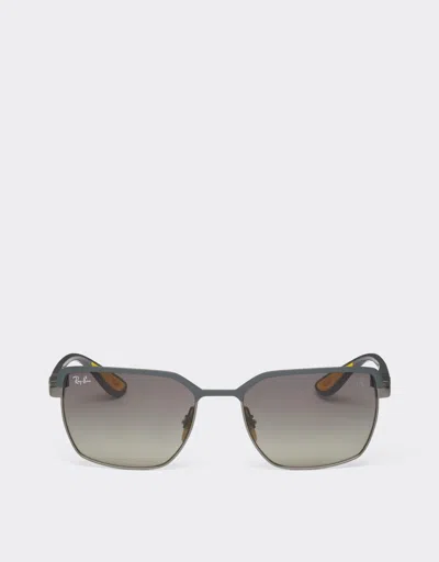 Ferrari Ray-ban For Scuderia  0rb3743m Grey And Gunmetal Grey Metal Sunglasses With Gradient  In Ingrid