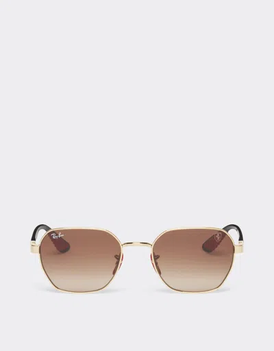 Ferrari Ray-ban For Scuderia  0rb3794m Gold-tone Sunglasses With Gradient Brown Lenses In Beige