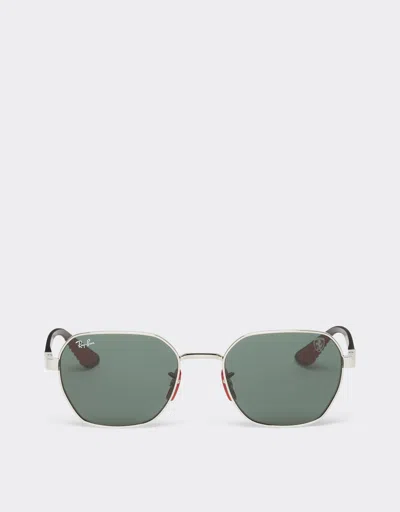 Ferrari Ray-ban For Scuderia  0rb3794m Metal Sunglasses With Dark Green Lenses In Silver