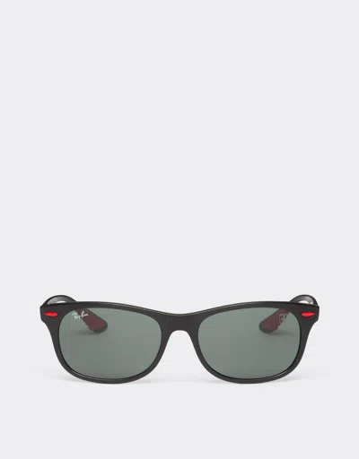 Ferrari Ray-ban For Scuderia  0rb4607m Black Sunglasses With Dark Green Lenses In Black Matt