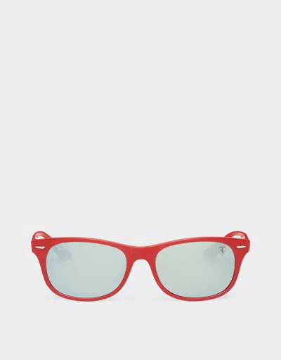 Ferrari Ray-ban For Scuderia  0rb4607m Matt Red Sunglasses With Silver Mirror Green Lenses