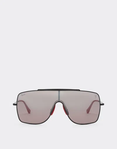 Ferrari Ray-ban For Scuderia  Rb3697mf In Black Metal With Silver Mirror Purple Gradient Lens