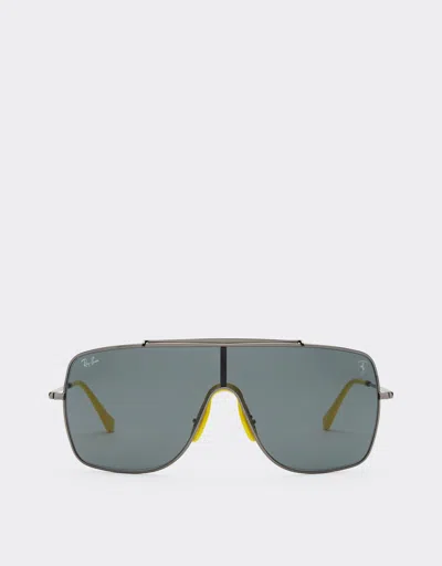 Ferrari Ray-ban For Scuderia  Rb3697mf In Gunmetal Grey Metal With Dark Grey Lens