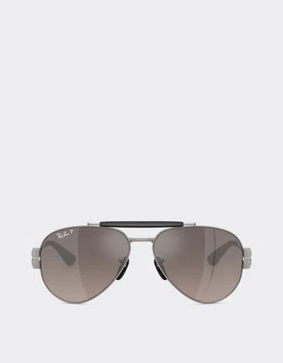 Ferrari Ray-ban For Scuderia  Rb3762m In Gunmetal Grey Metal With Polarised Gradient Grey Len In Ingrid
