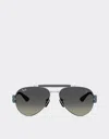 Ferrari Ray-ban For Scuderia  Rb3762m In Silver-tone And Matt Light Blue Metal With Gradient  In Silver