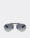 Ferrari Ray-ban For Scuderia  Rb3762m In Silver-tone Metal With Blue Gradient Grey Lenses In Silver