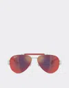 Ferrari Ray-ban For Scuderia  Rb3762m In Silver-tone Metal With Blue/red Mirror Dark Grey Len In Silver