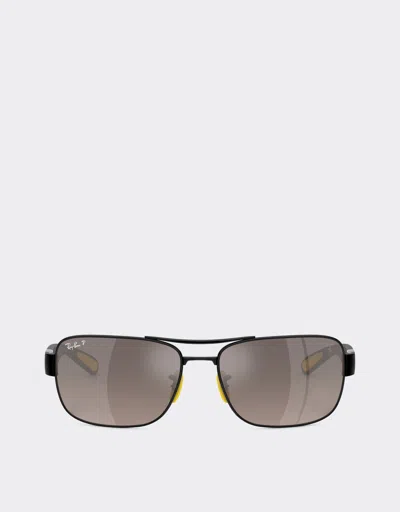 Ferrari Ray-ban For Scuderia  Rb3763m In Black Metal And Plastic With Polarised Mirror Gradie