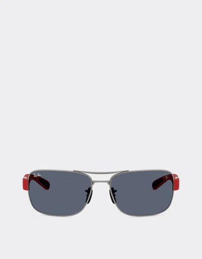 Ferrari Ray-ban For Scuderia  Rb3763m In Gunmetal Grey Metal And Red Plastic With Dark Grey L In Ingrid