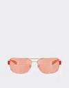 Ferrari Ray-ban For Scuderia  Rb3763m In Silver-tone Metal And Red Plastic With Red/yellow Mi In Silver