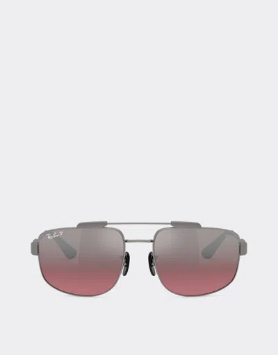Ferrari Ray-ban For Scuderia  Rb3789m In Gunmetal Grey Metal With Polarised Silver Gradient B In Gray