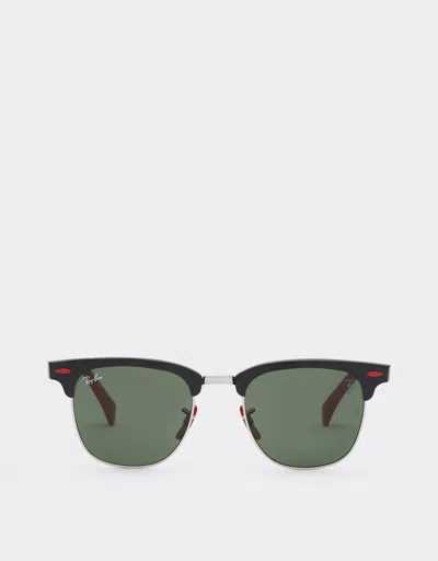 Ferrari Ray-ban For Scuderia  Rb3807m In Black Metal With Green Lens