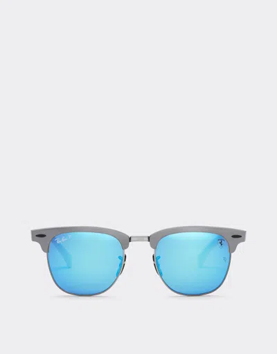 Ferrari Ray-ban For Scuderia  Rb3807m In Grey Metal With Polarised Grey Mirror Blue Lens In Ingrid