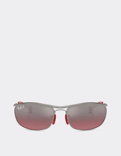 Ferrari Ray-ban For Scuderia  Rb3819m In Gunmetal Grey Metal With Polarised Silver Gradient B In Gray