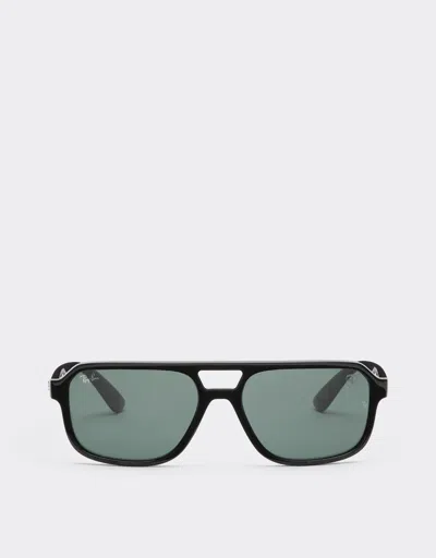 Ferrari Ray-ban For Scuderia  Rb4413mf Black With Dark Green Lenses