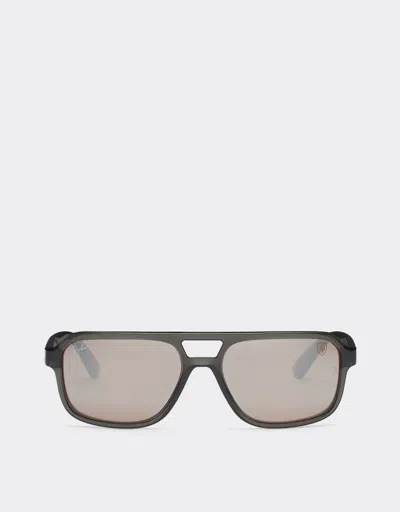 Ferrari Ray-ban For Scuderia  Rb4414mf Grey With Silver Mirror Purple Polarised Lenses In Ingrid
