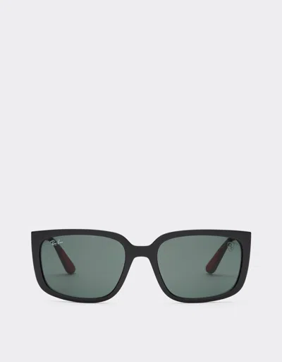 Ferrari Ray-ban For Scuderia  Rb4443m In Black Peek With Dark Green Lens In Black Matt