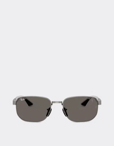 Ferrari Ray-ban For Scuderia  Rb8329m In Gunmetal Metal With Dark Grey Lenses In Gray