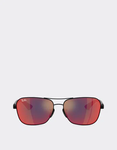 Ferrari Ray-ban For Scuderia  Rb8336m In Matt Black Metal And Dark Carbon Fibre With Blue/red In Black Matt