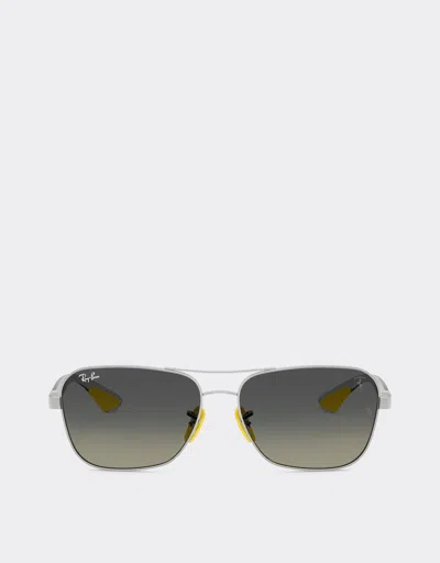 Ferrari Ray-ban For Scuderia  Rb8336m In Matt Black Metal And Light Carbon Fibre With Gradien In Silver