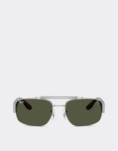 Ferrari Ray-ban For Scuderia  Rb3797m With Green Lenses In Gravel
