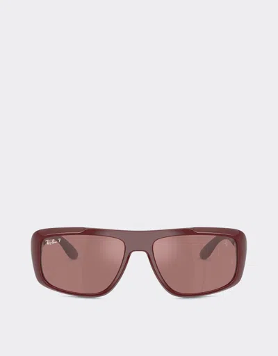 Ferrari Ray-ban For Scuderia  Rb4479m With Mirrored Polarised Lenses In Burgundy