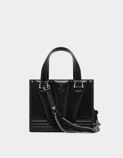 Ferrari Reconditioned By  Gt Mini Tote Bag In Leather With Scoubidou Detail In Black