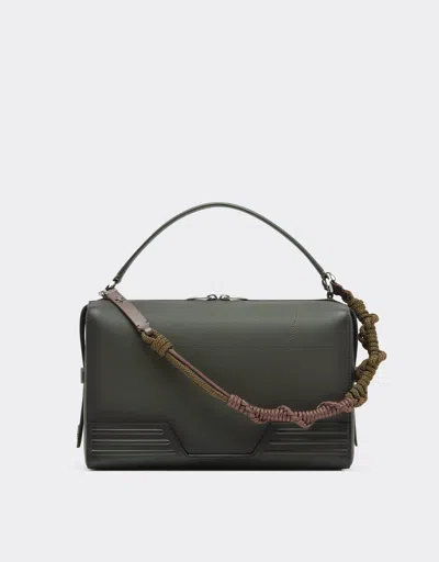 Ferrari Reconditioned By  Gt Soft Shoulder Bag In Gradient-effect Leather With Scoubidou Deta In Green