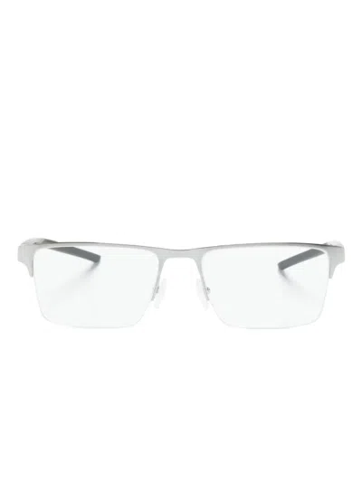 Ferrari Rectangle-frame Half-rim Glasses In Silver