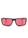 Ferrari Rectangle-frame Mirrored Sunglasses In Black