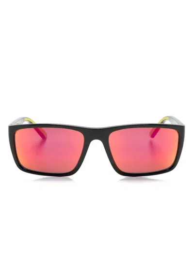 Ferrari Rectangle-frame Mirrored Sunglasses In Black