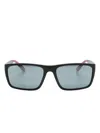 Ferrari Rectangle-frame Mirrored Sunglasses In Black
