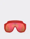 Ferrari Red  Limited Edition Shield Sunglasses In Injected Material And Leather With Red Mirr In Red