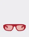 Ferrari Red  Sunglasses In Acetate And Leather With Red Lens In Red
