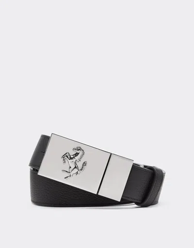 Ferrari Reversible Leather Belt In Black