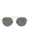 Ferrari Round-frame Double-bridge Sunglasses In Gold